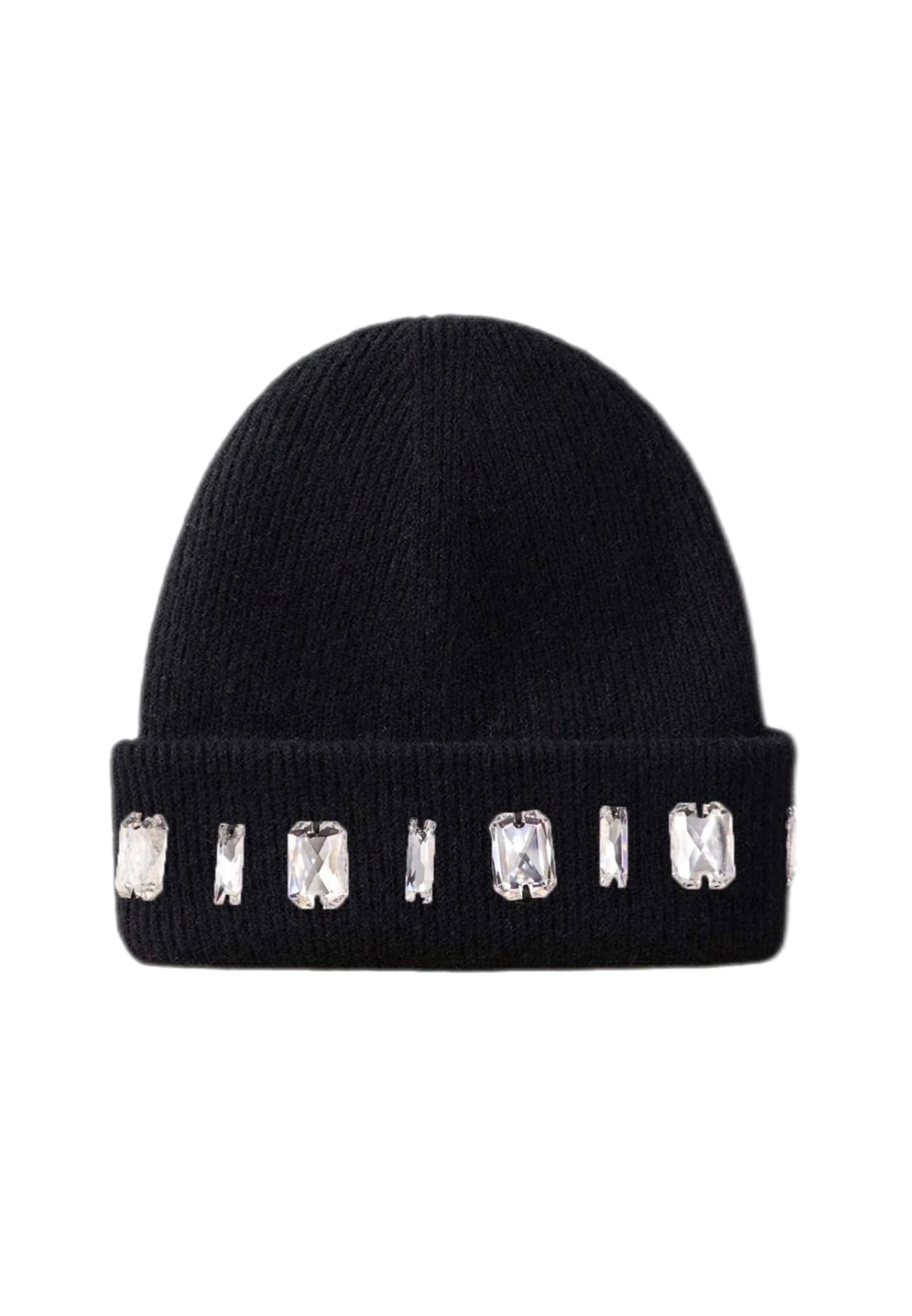Louis Crown Rhinestone Beanie Black