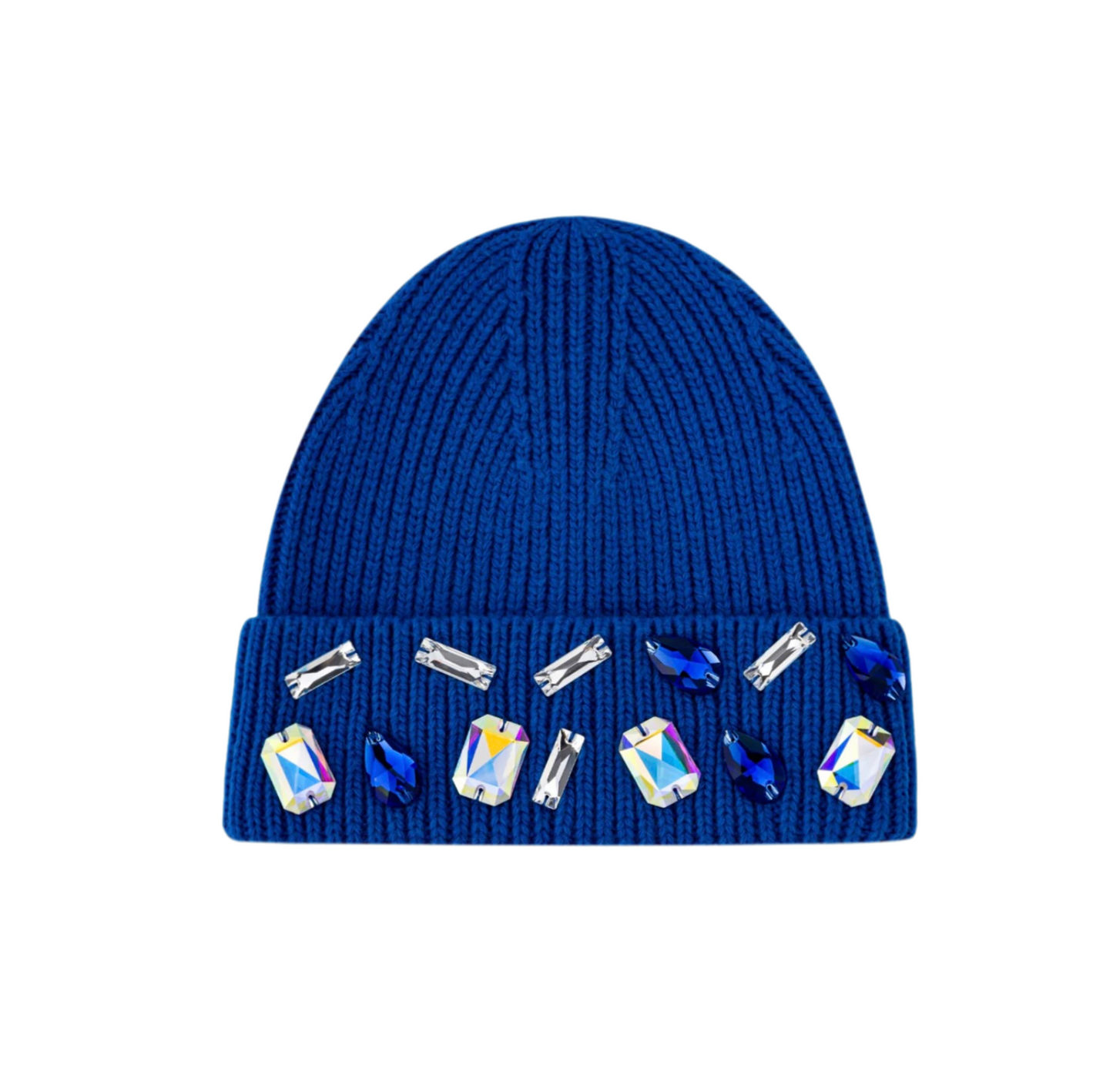 Louis Crown Rhinestone Beanie Mosaic Blue