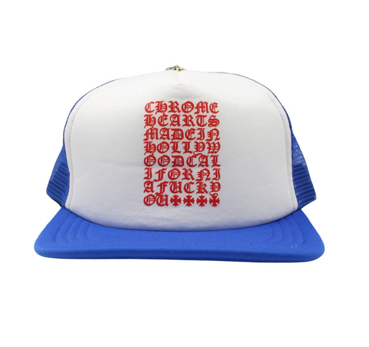 Chrome Hearts Eyechart Trucker Hat Blue/White/Red