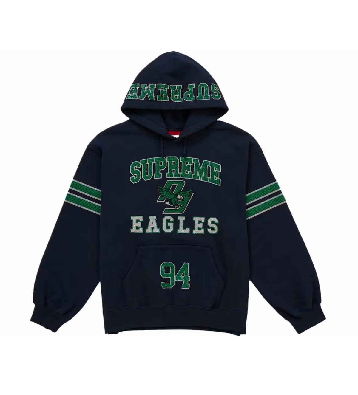 Supreme Rhinestone Eagle Hoodie Navy