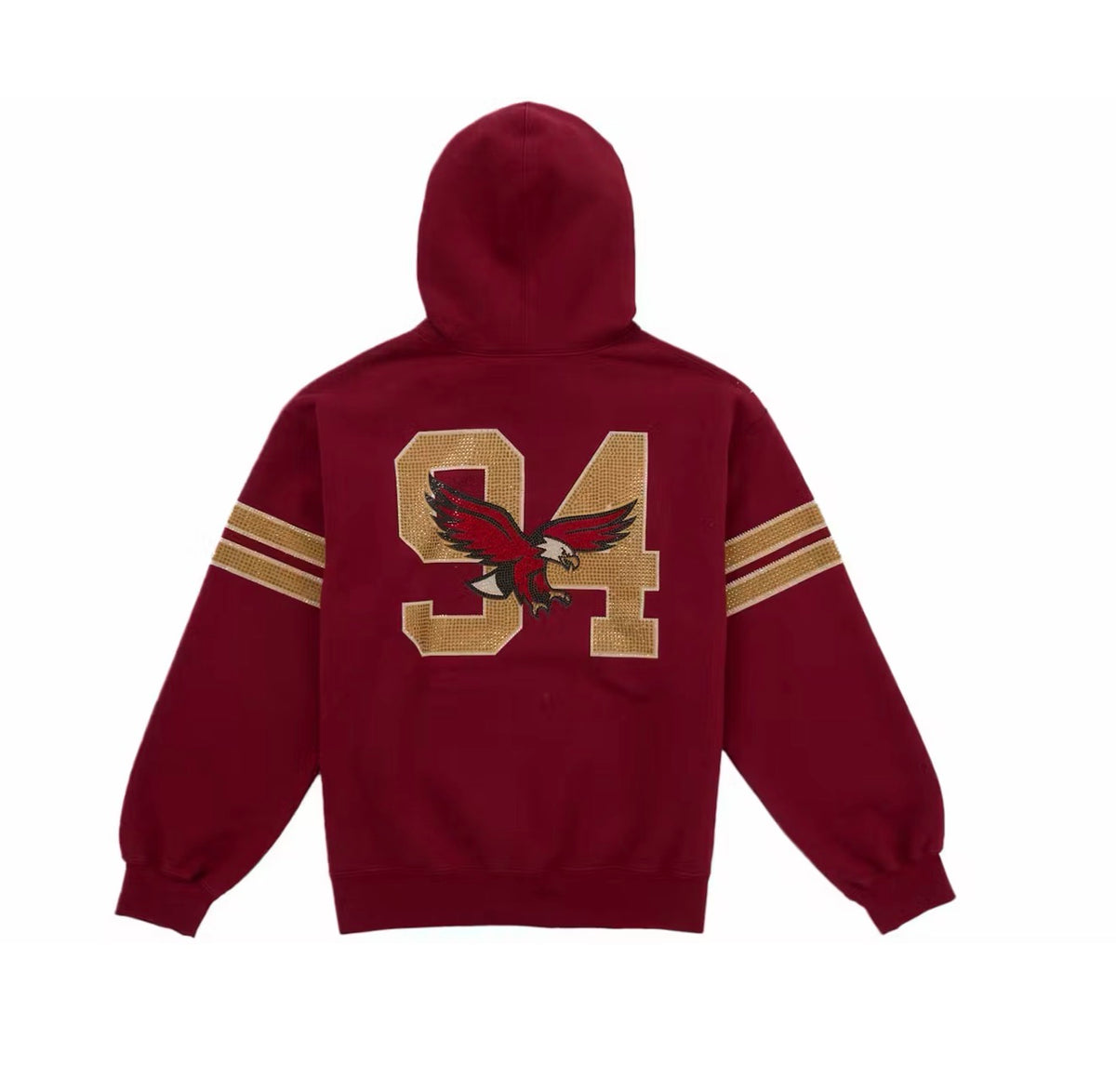 Supreme Rhinestone Eagle Hoodie Red