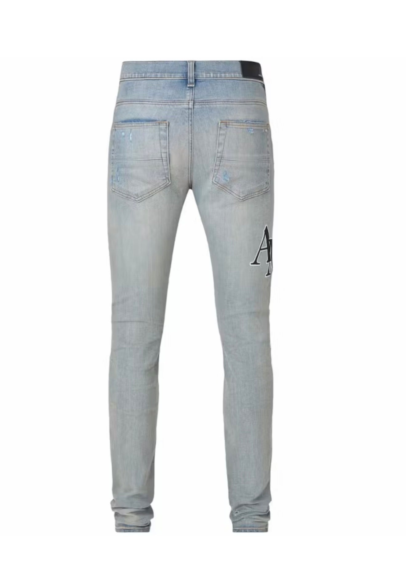 Amiri Jeans Staggered Embroidered Logo Vintage Indigo