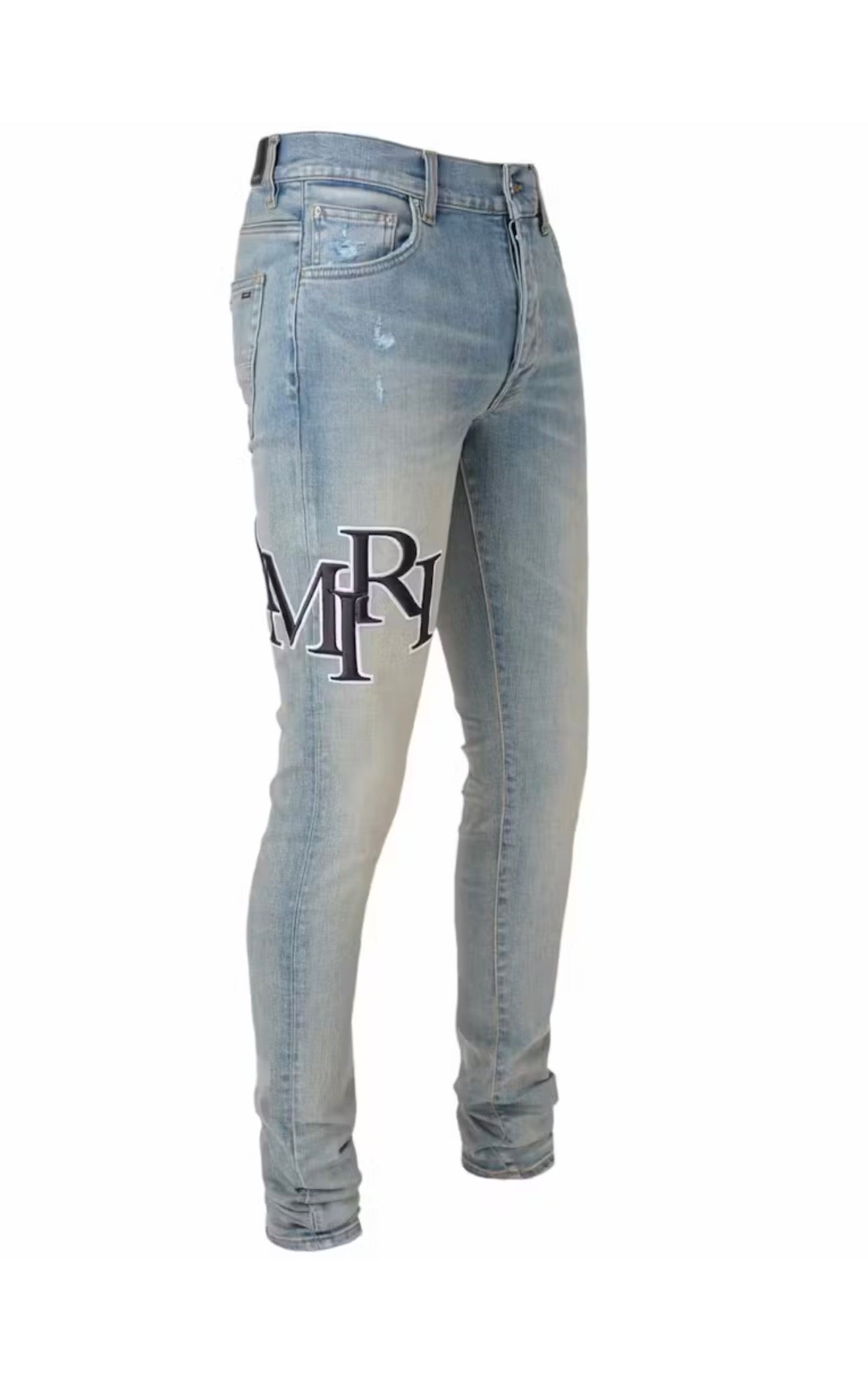 Amiri Jeans Staggered Embroidered Logo Vintage Indigo