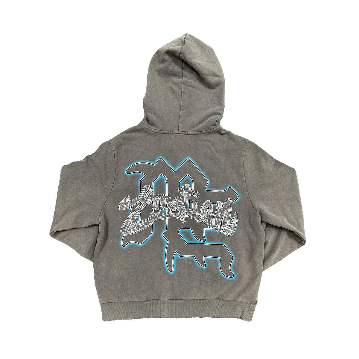 Mixed Emotion Rhinestone Hoodie Grey