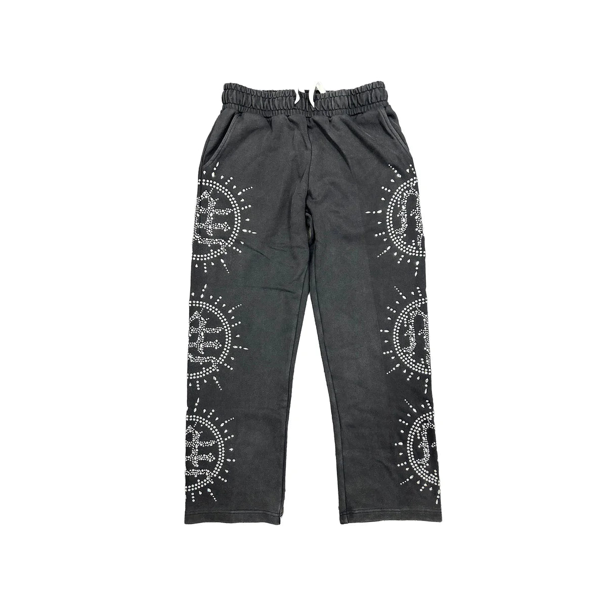Mixed Emotion Eclipse Rhinestone Sweatsuit Grey Acid Wash