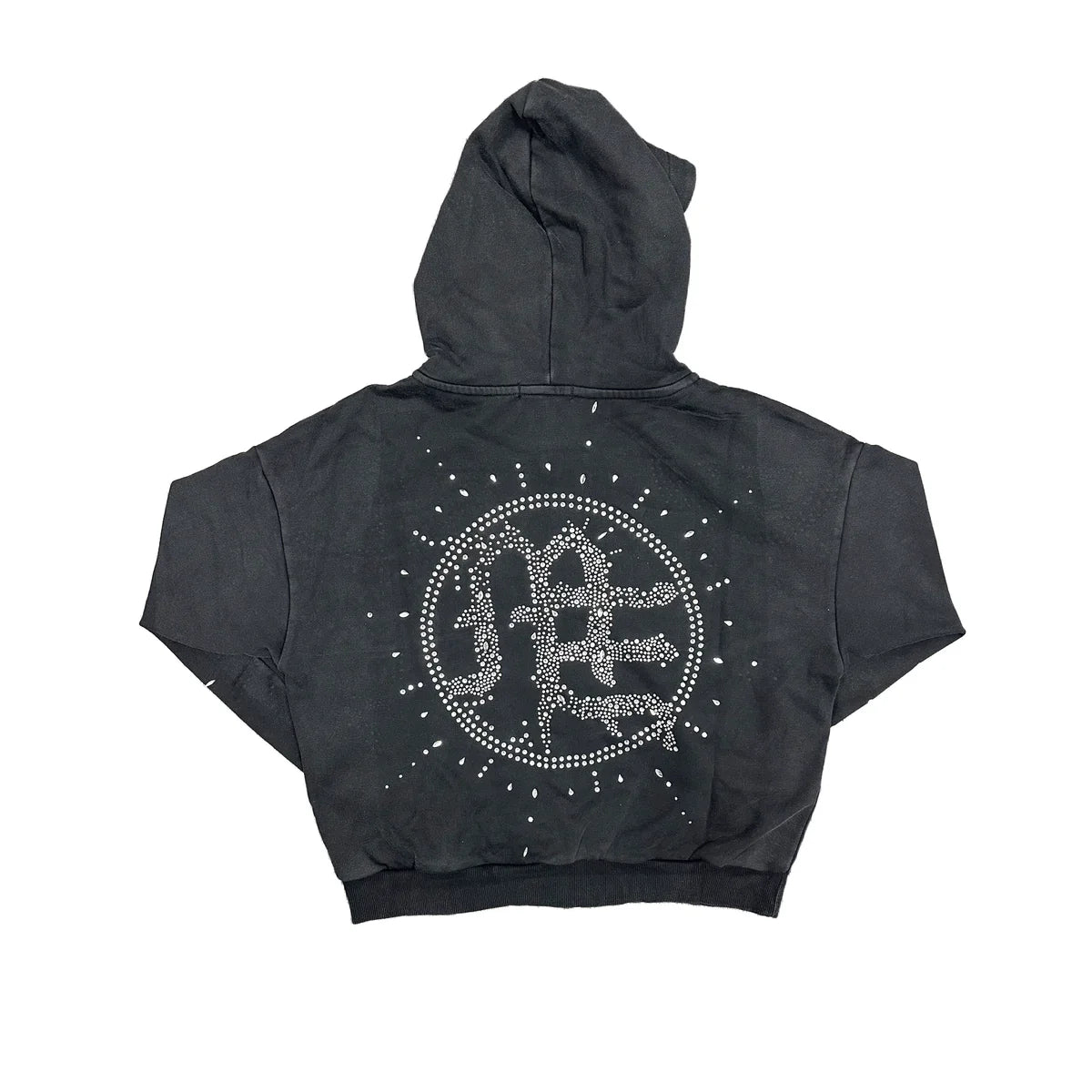 Mixed Emotion Eclipse Rhinestone Sweatsuit Grey Acid Wash