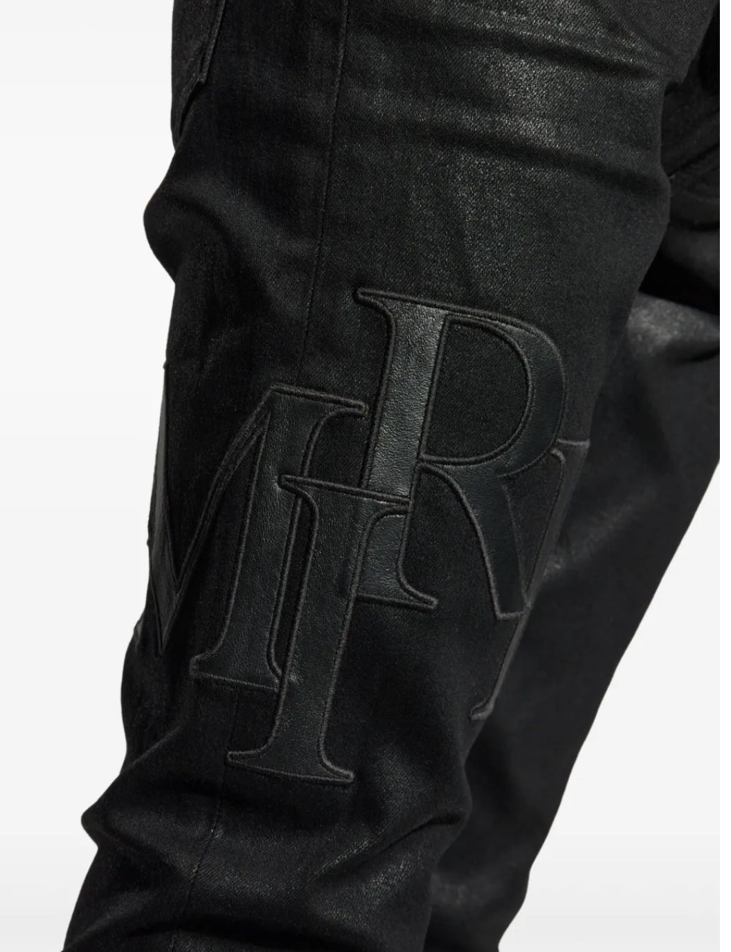 Amiri Jeans Waxed Staggered Logo Black Wax