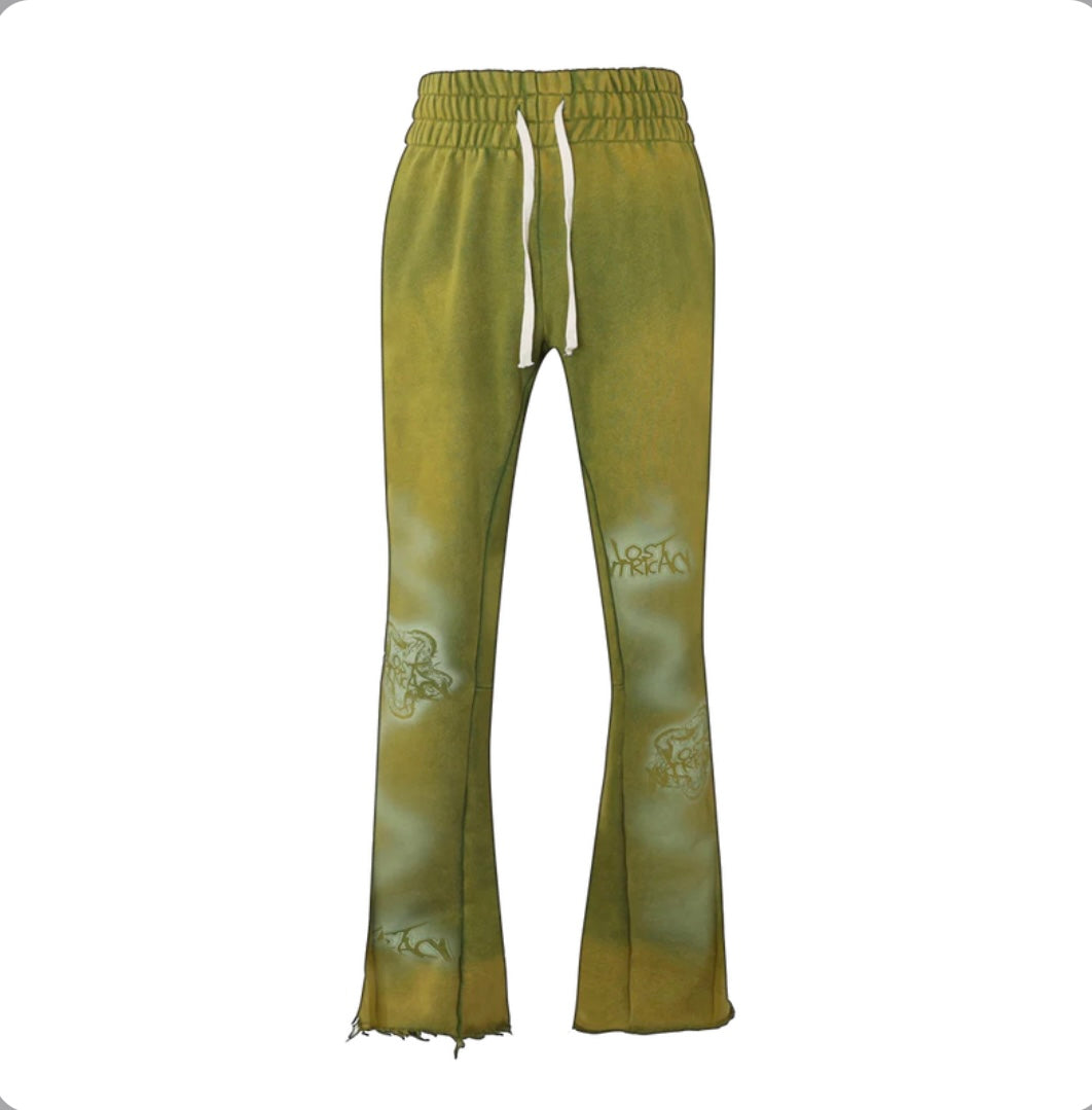 Lost Intricacy Flare Sweatpants Green