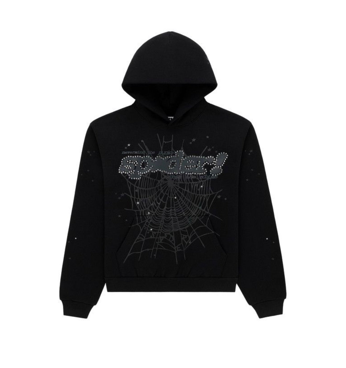 Sp5der Punk V2 Rhinestone Hoodie Black