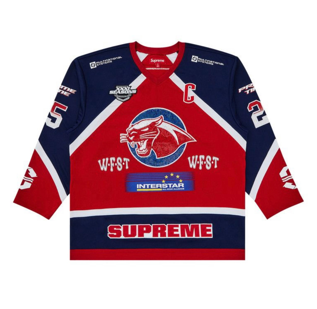 Supreme Rhinestone Hockey Jersey Red