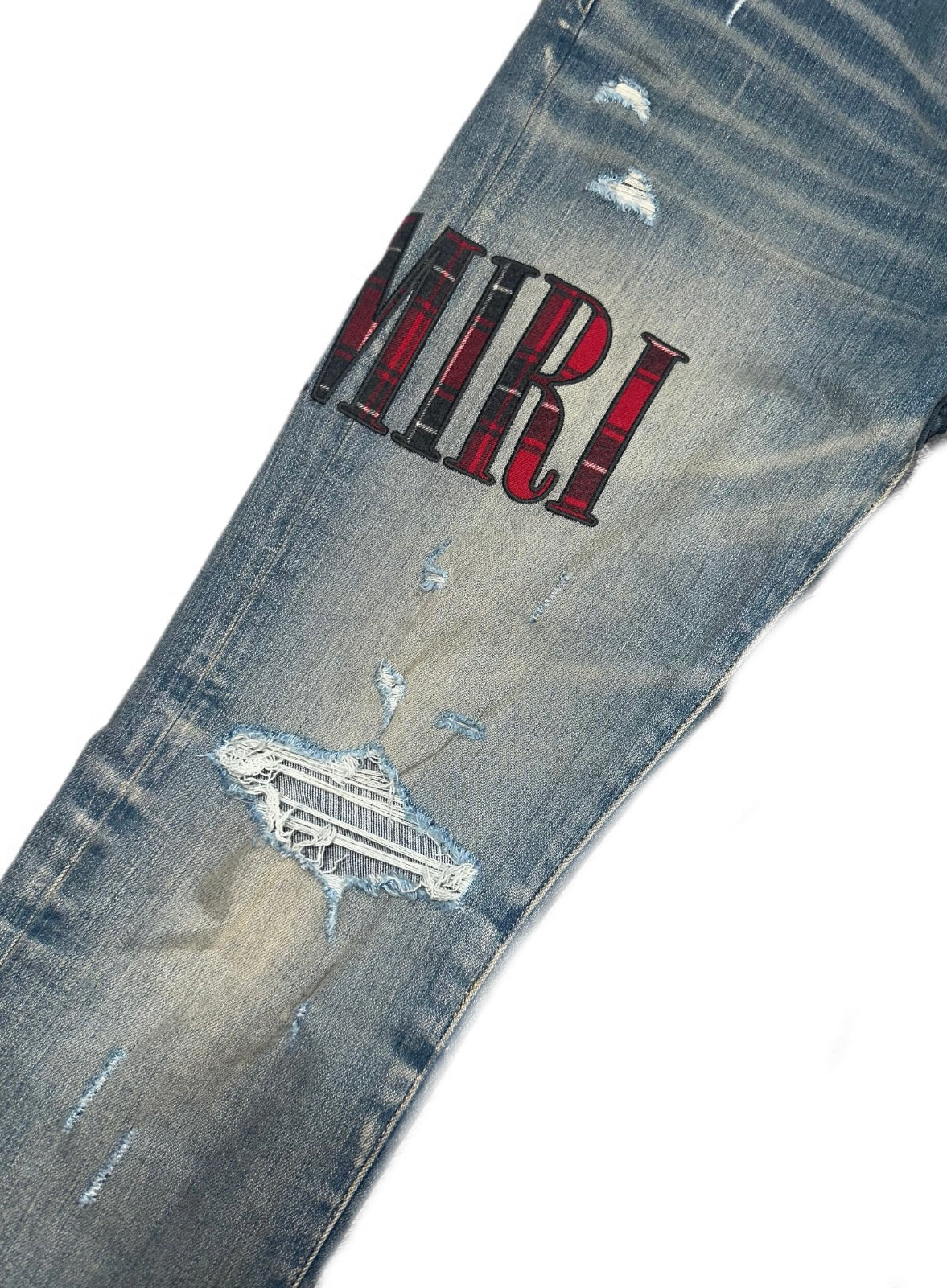Amiri Jeans Core Logo Red/Black Flannel Patch