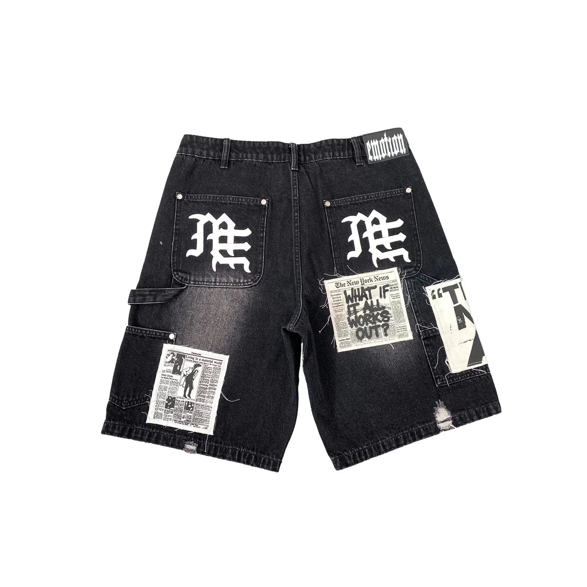 Mixed Emotion AI Jean Shorts Black