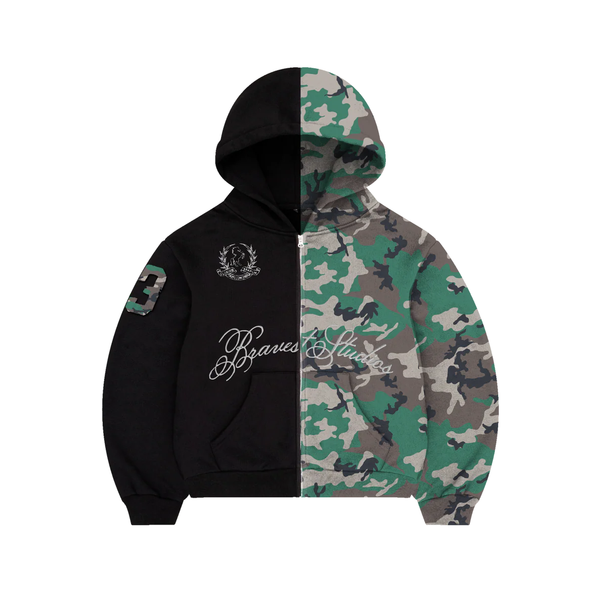 Bravest Studios Half Zip-Up Black/Camo