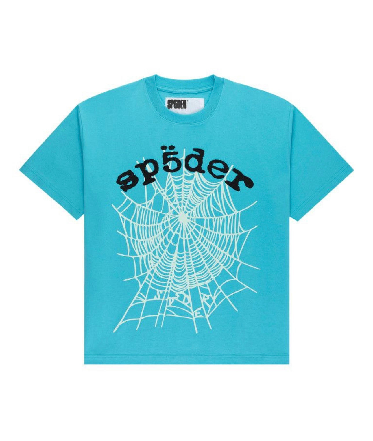 Sp5der OG Web V2 T-Shirt Cyan