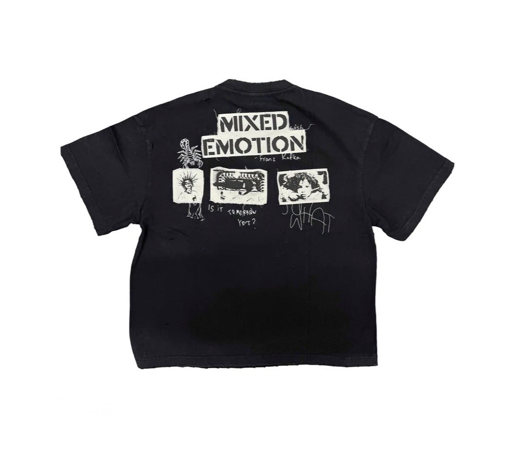 Mixed Emotion Stamped T-Shirt Black