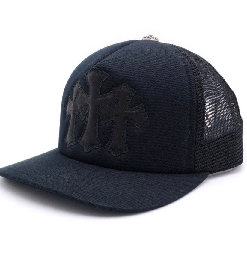 Chrome Hearts Triple Cross Cemetery Trucker Hat Black