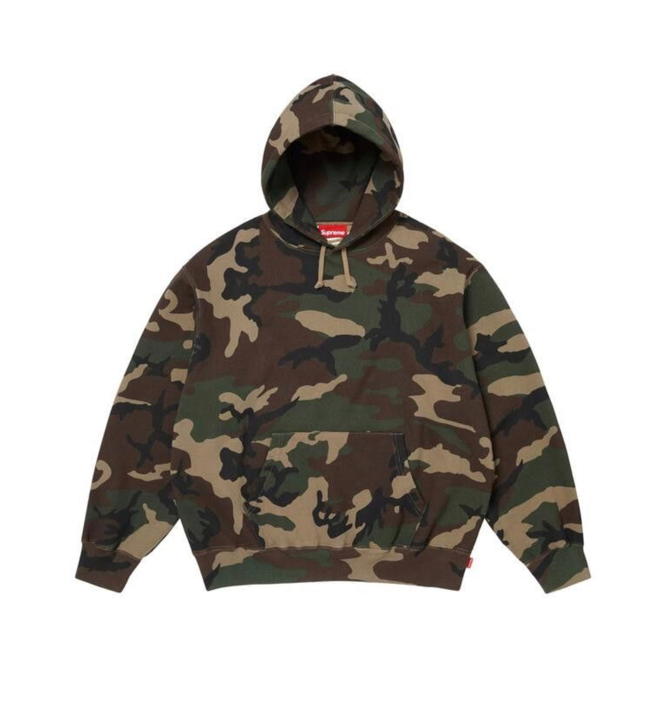 Supreme Satin Applique Hoodie Woodland Camo