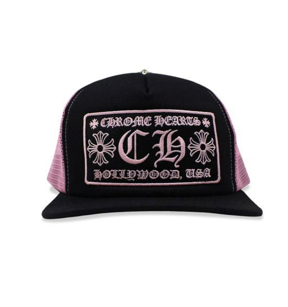 Chrome Hearts CH Hollywood Trucker Hat Black/Pink