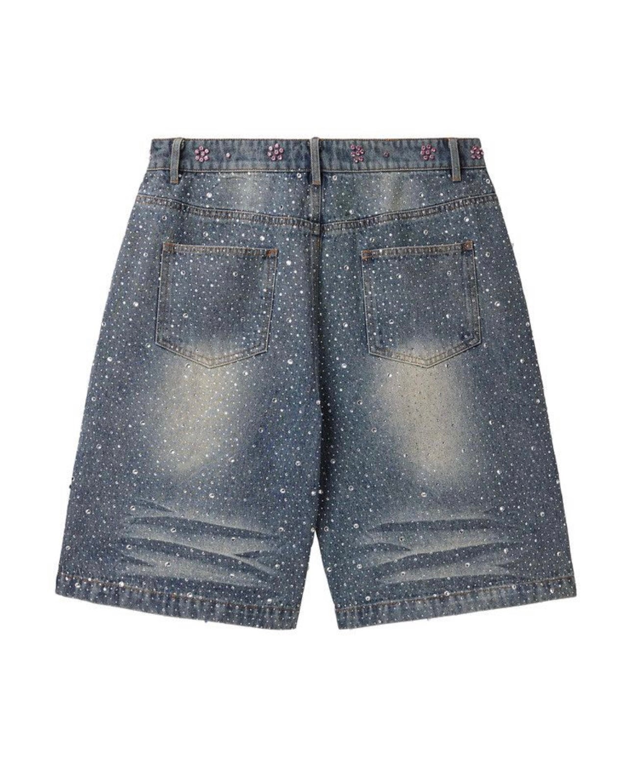 Vale Forever Iced Out Jean Shorts Mid Blue