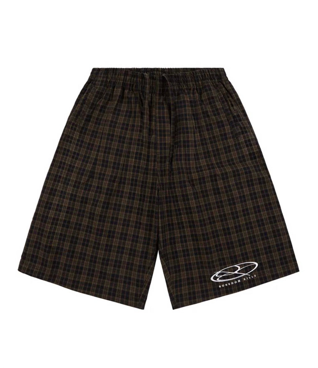 Boredom Kills Lounge Plaid Track Shorts Black