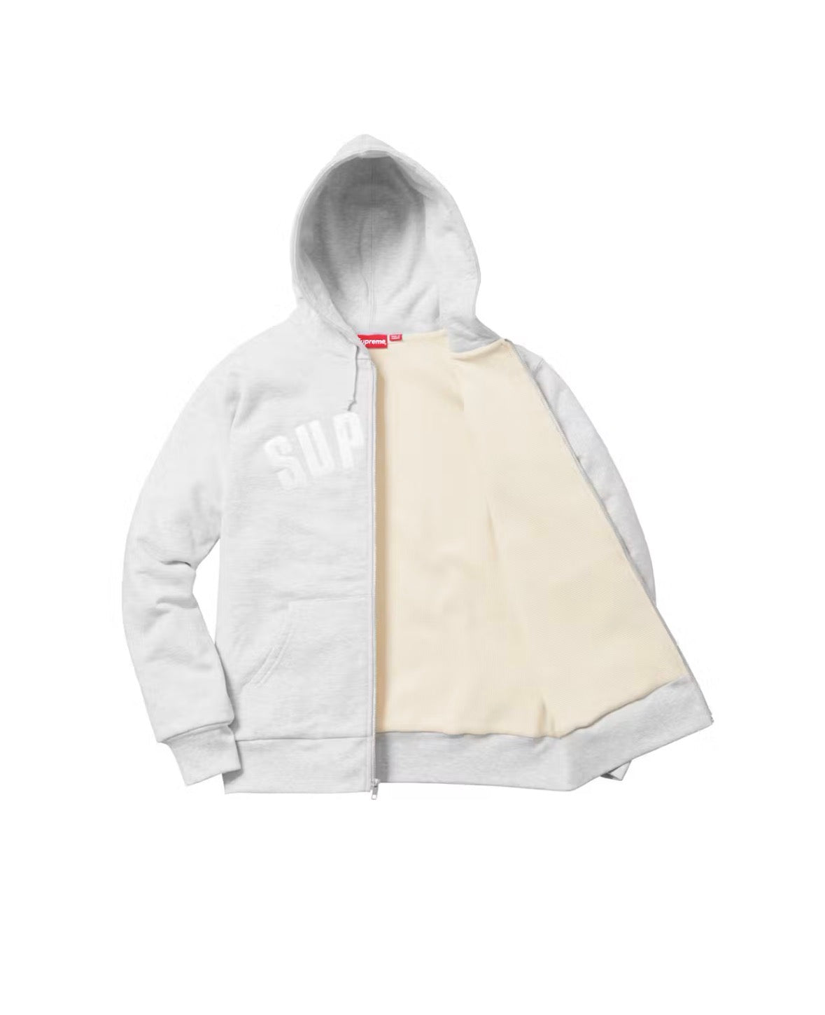 Supreme Arc Logo Thermal Zip-Up Heather Grey