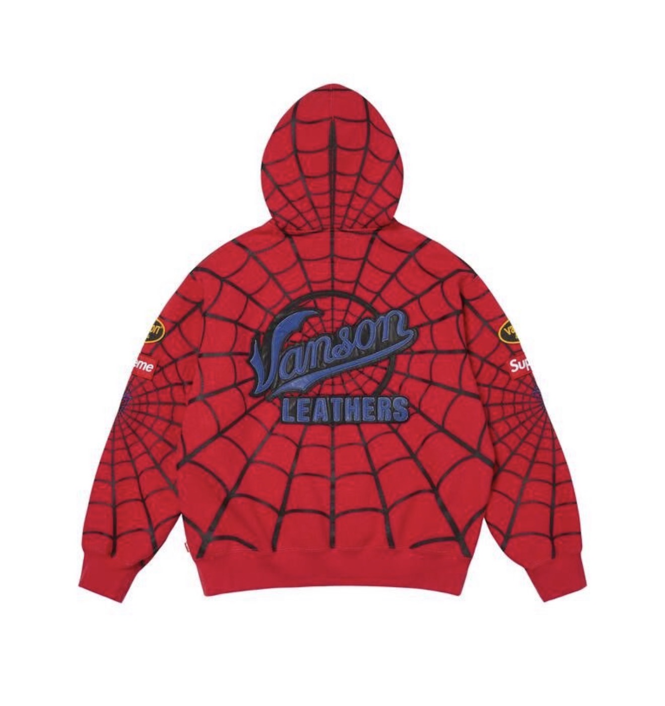 Supreme Vanson Leather Spiderman Zip-Up Red