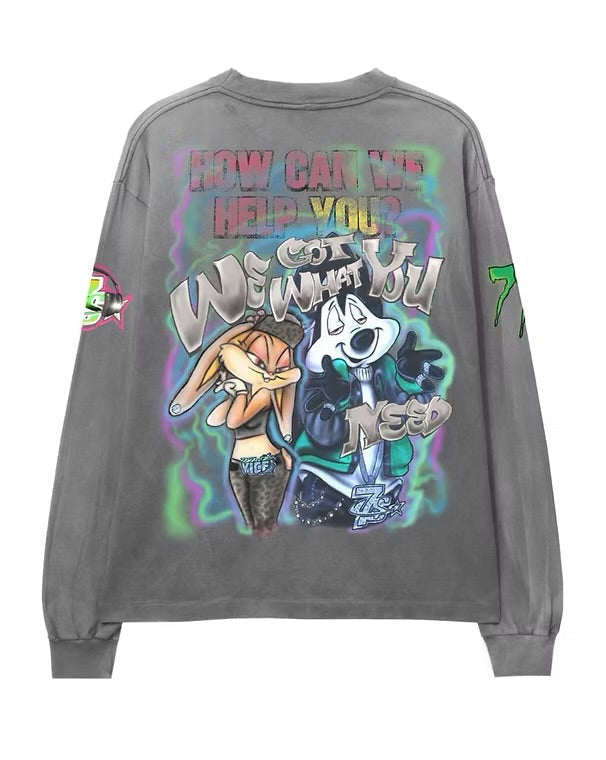Triple Sevens Graffiti Long Sleeve Concrete Grey