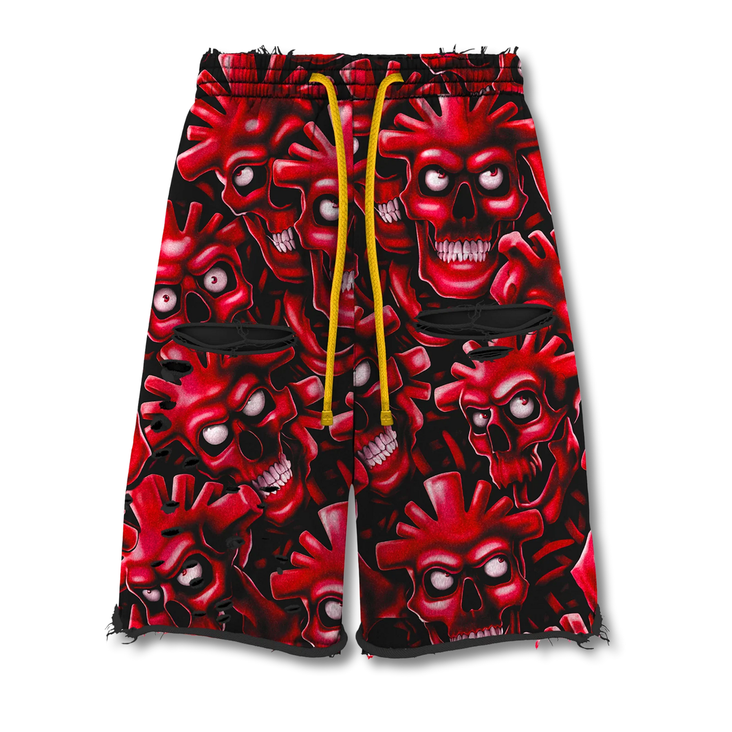 Vertabrae Skull Shorts Red