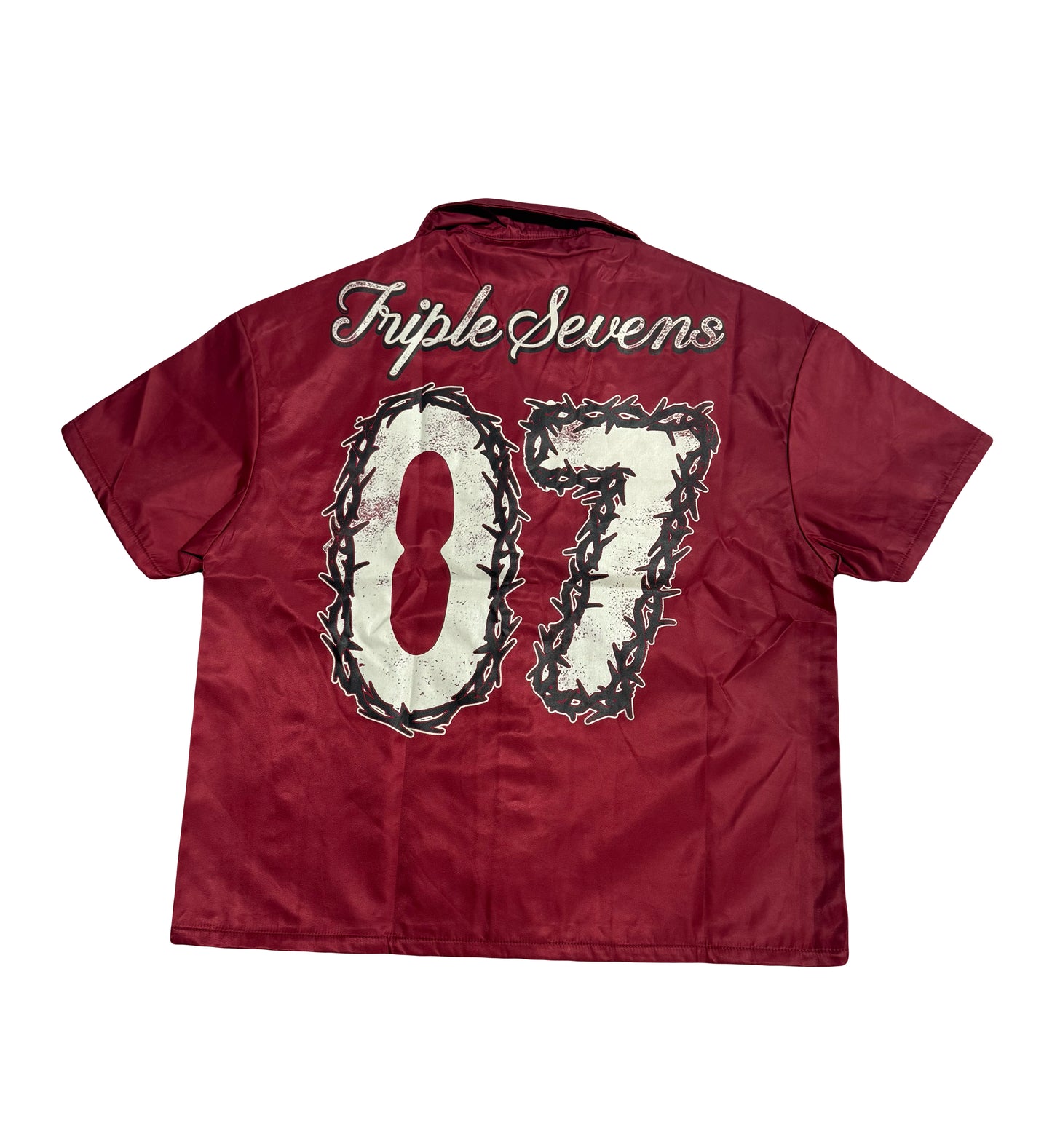 Triple Seven Nylon Button Up Red