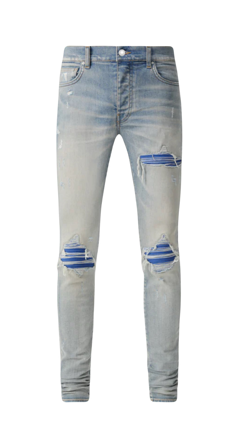 Amiri Jeans MX1 Ultrasuede Blue Patch Antique Indigo