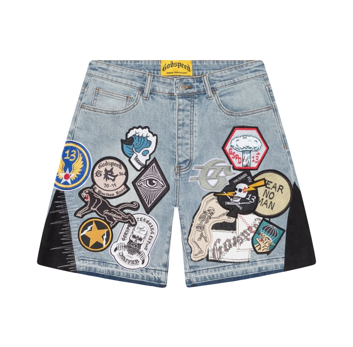 Godspeed Patchwork Denim Shorts V2 Blue