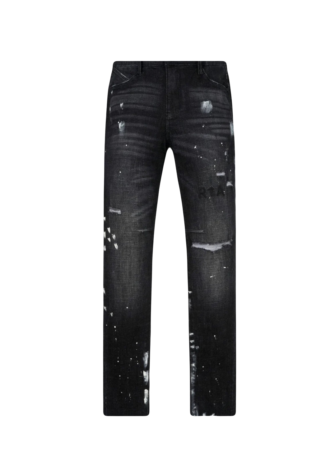 RTA Jeans Clayton Distressed Charcoal Paint Black
