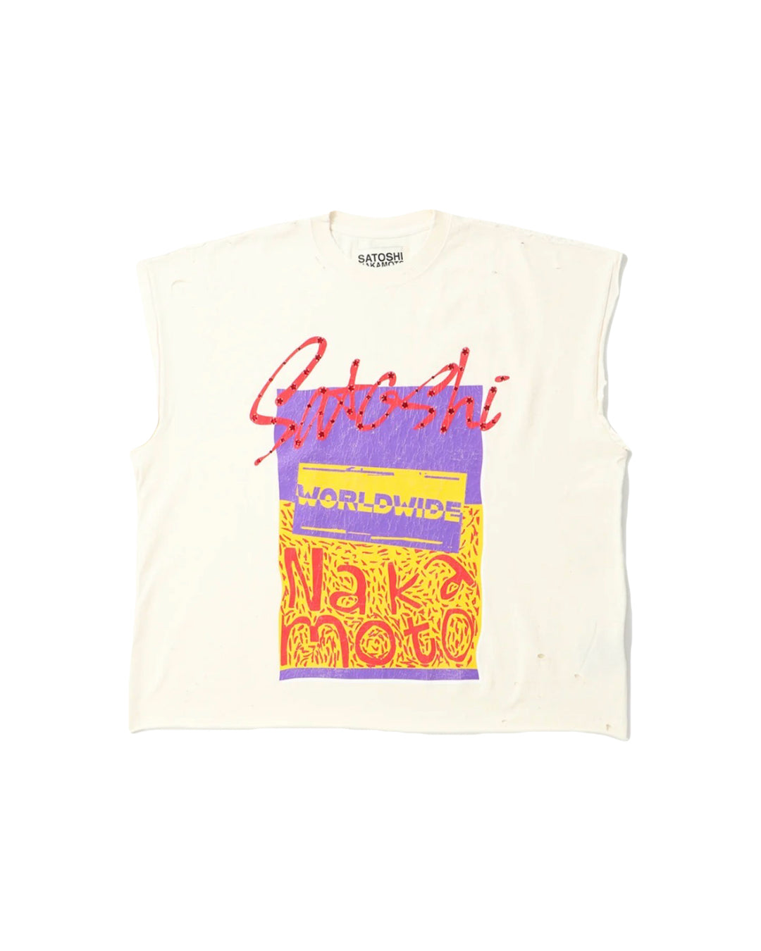 Satoshi Nakamoto Worldwide Cutoff T-Shirt White