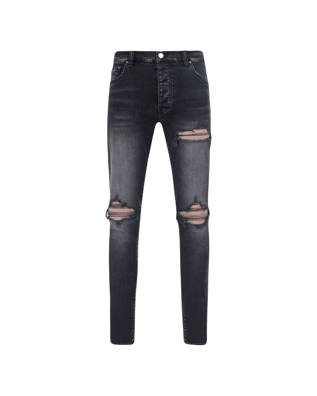Amiri Jeans MX1 Ultrasuede Pink Patch Storm Black
