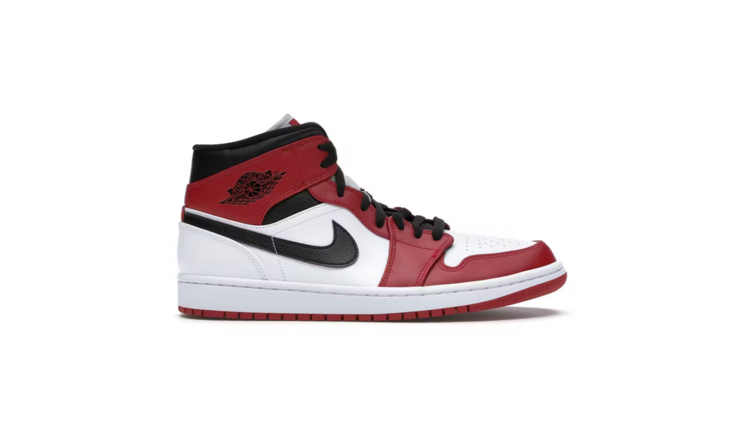 Jordan 1 Mid Chicago White Heel
