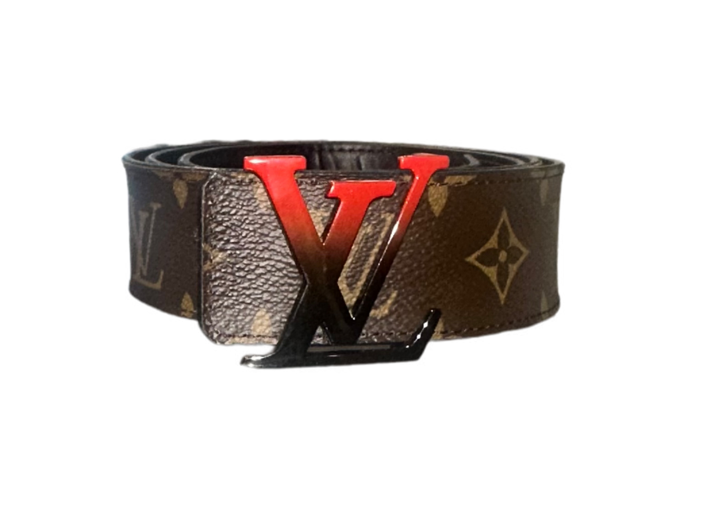 Louis Vuitton Belt Brown Sunset Red/Black Buckle (Preowned)