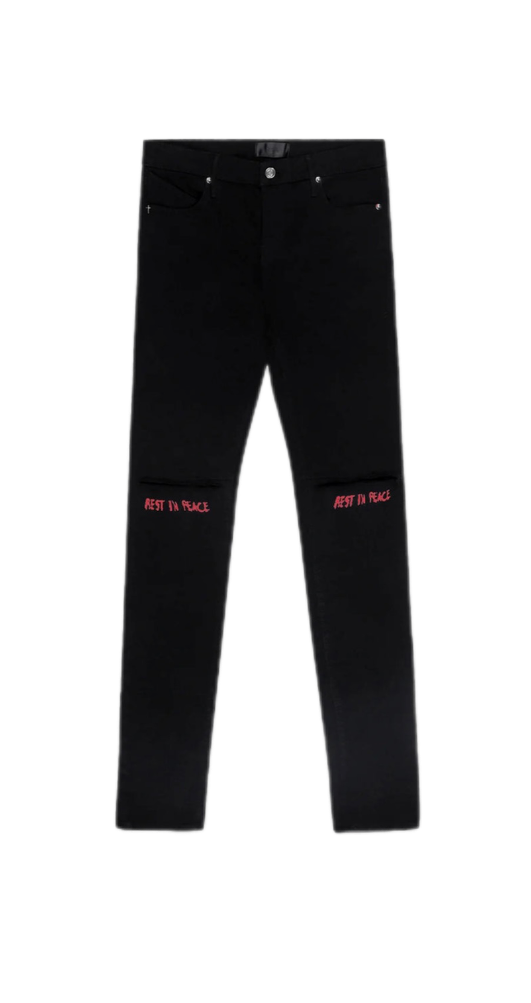 RTA Jeans Bryant Black Red Rest In Peace