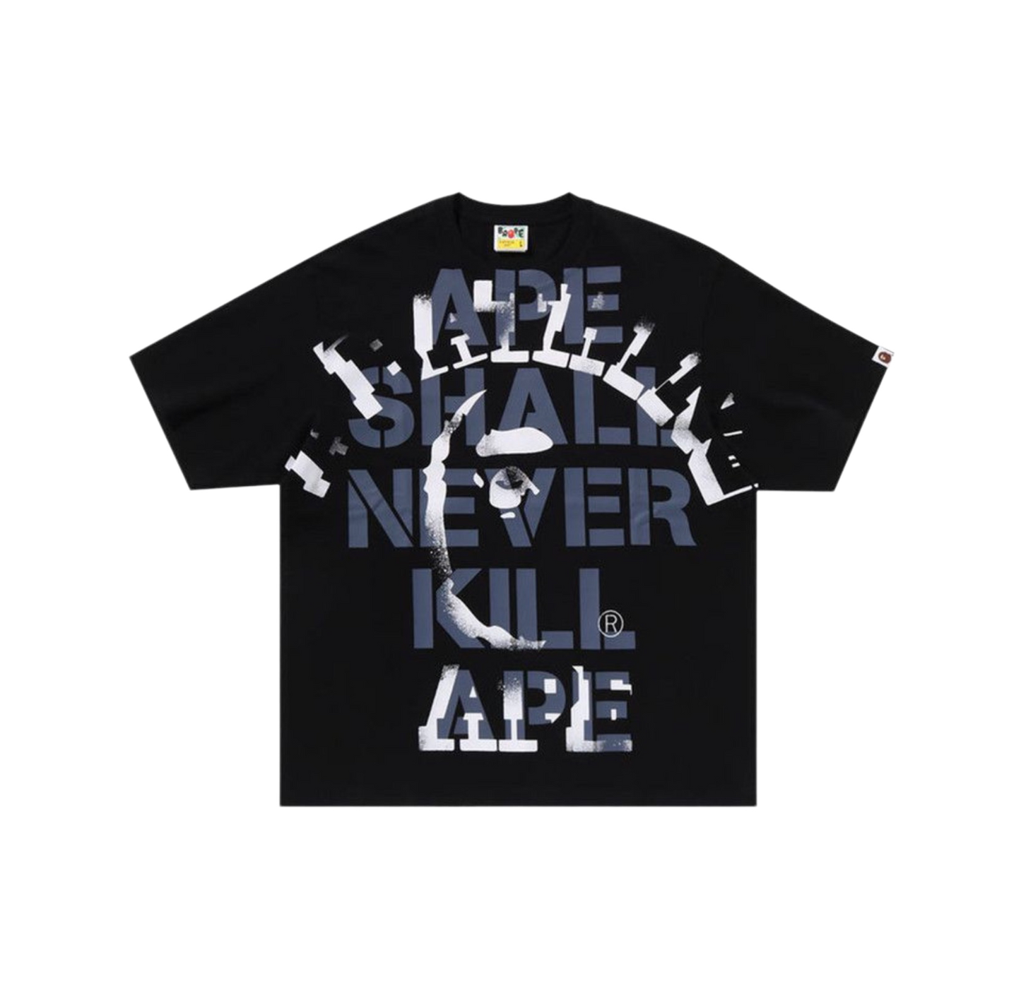 Bape Spray Print College Relaxed Fit T-Shirt Black