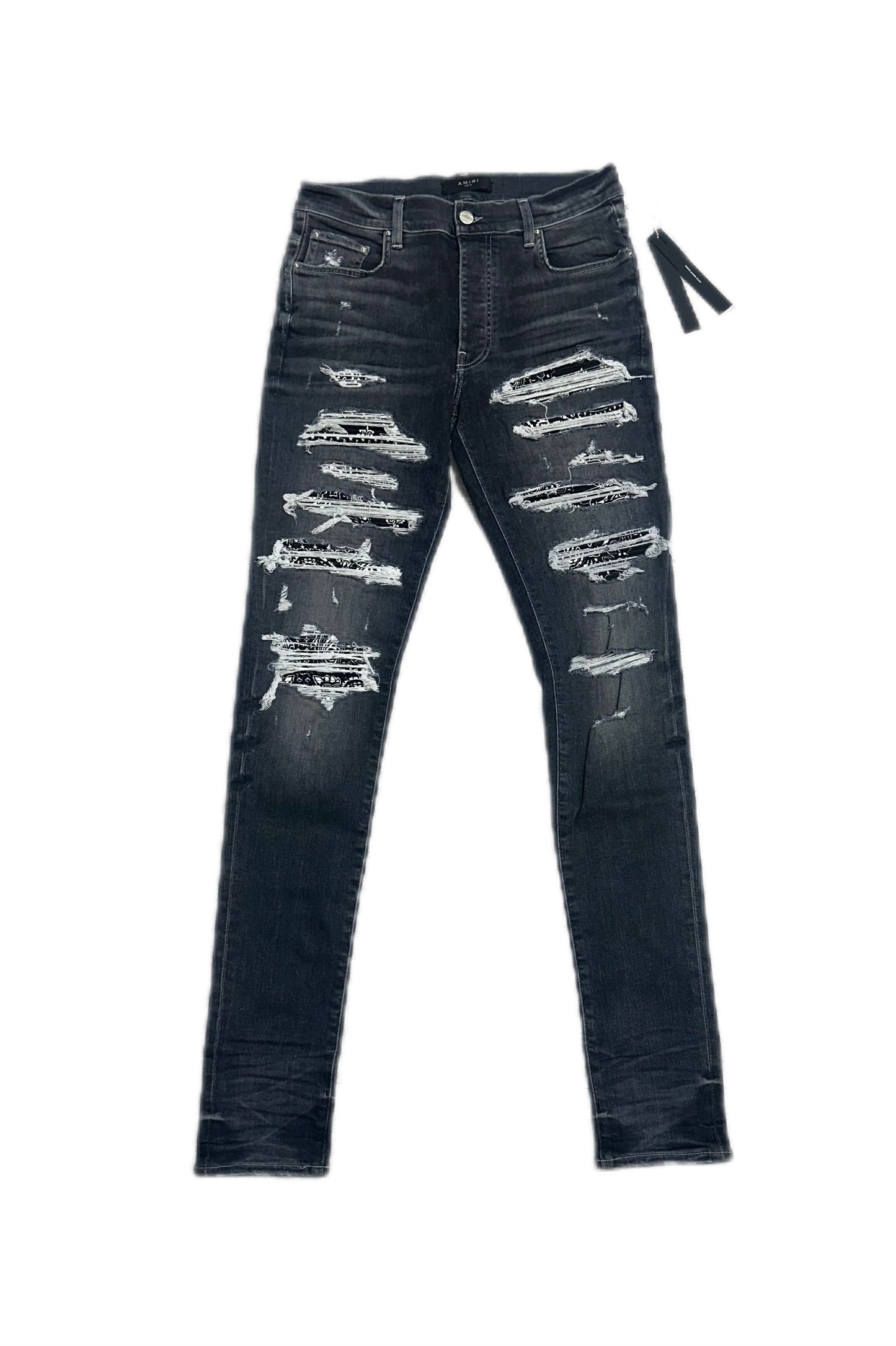 Amiri Jeans Bandana Thrasher Grey Black/White Patch