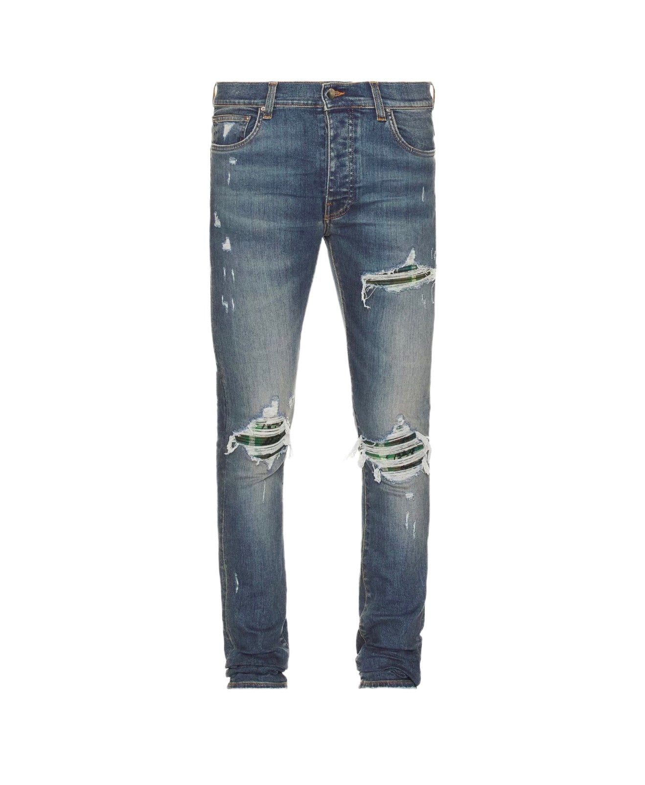 Amiri Jeans MX1 Green Plaid Crafted Indigo