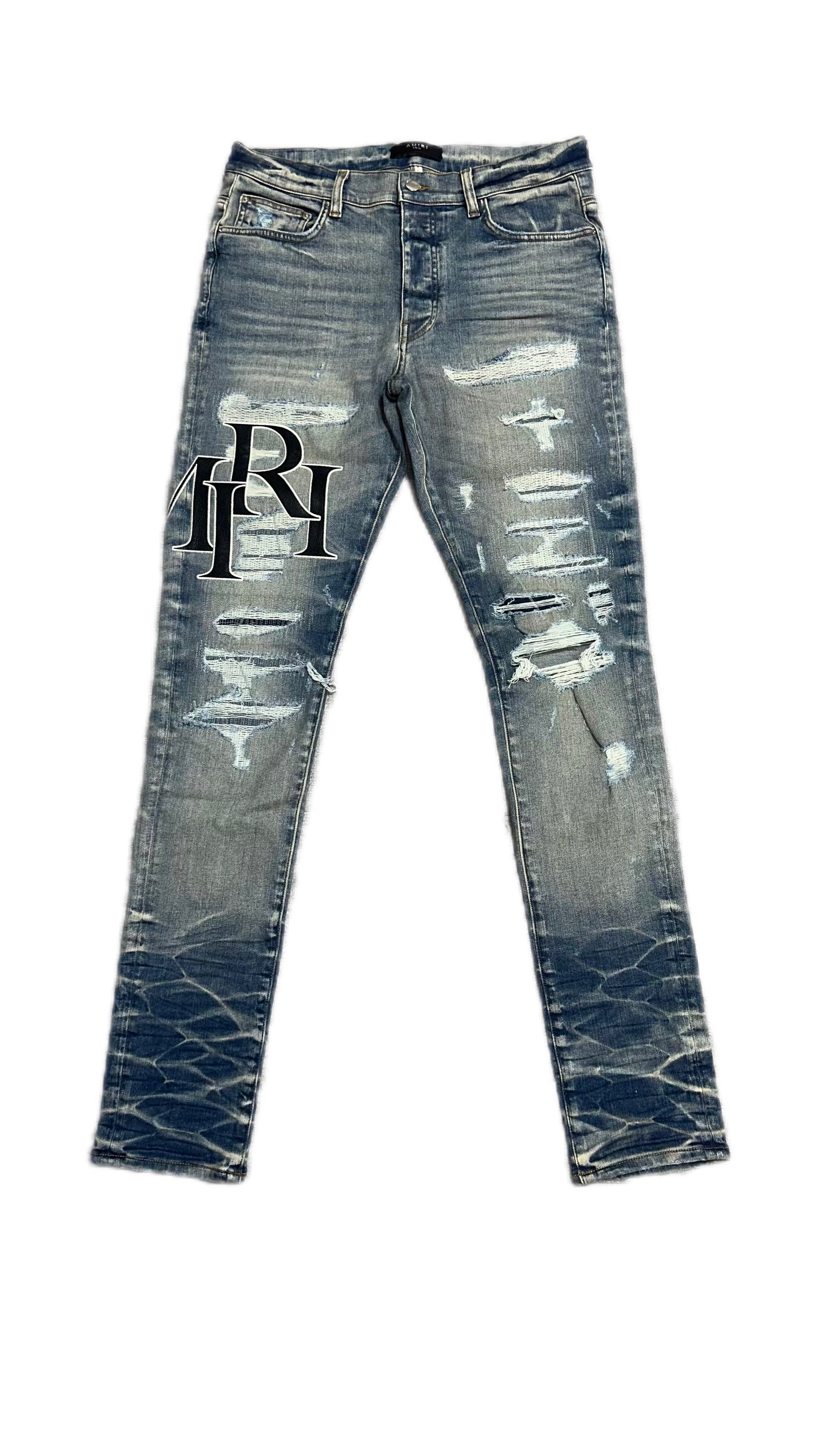 Amiri Jeans Staggered Logo Vintage Indigo