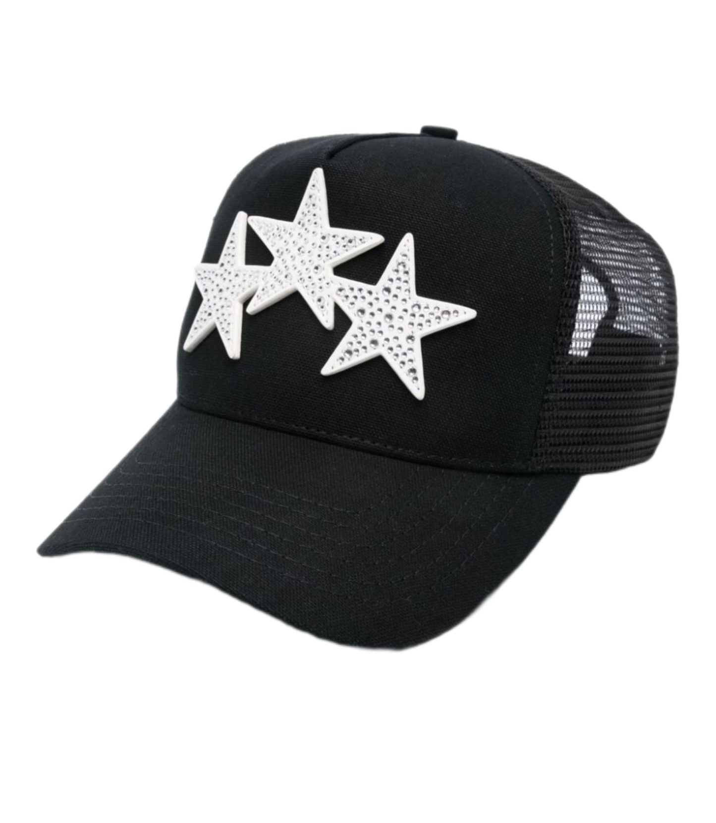 Amiri Crystal 3 Star Trucker Hat Black/White