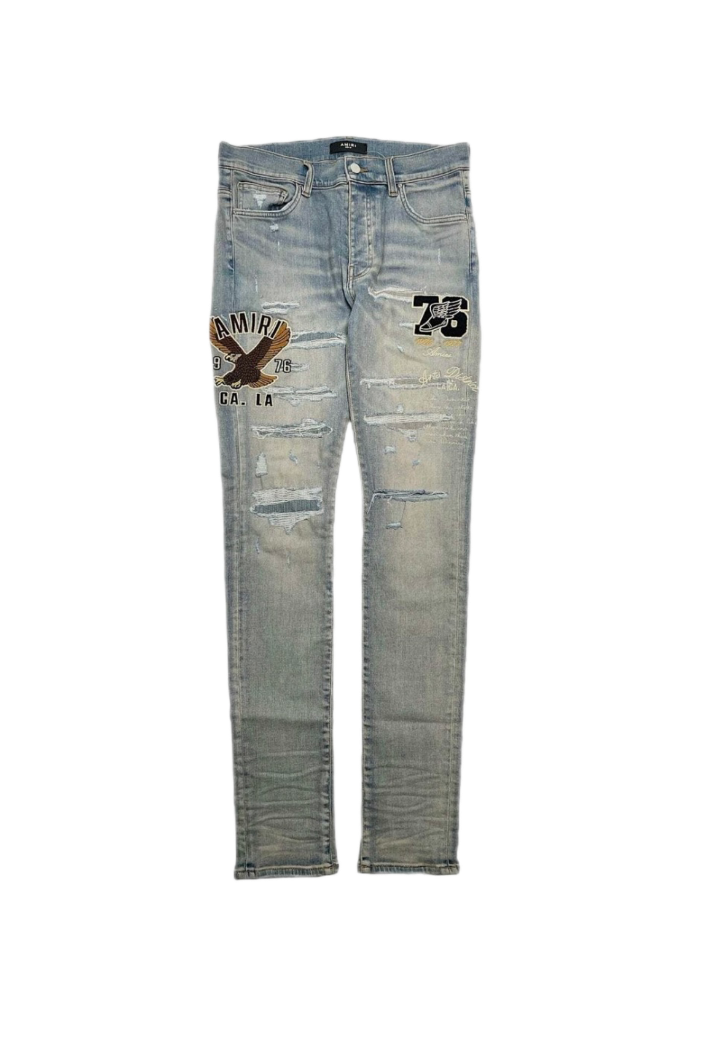Amiri Jeans Varsity Eagle Antique Indigo