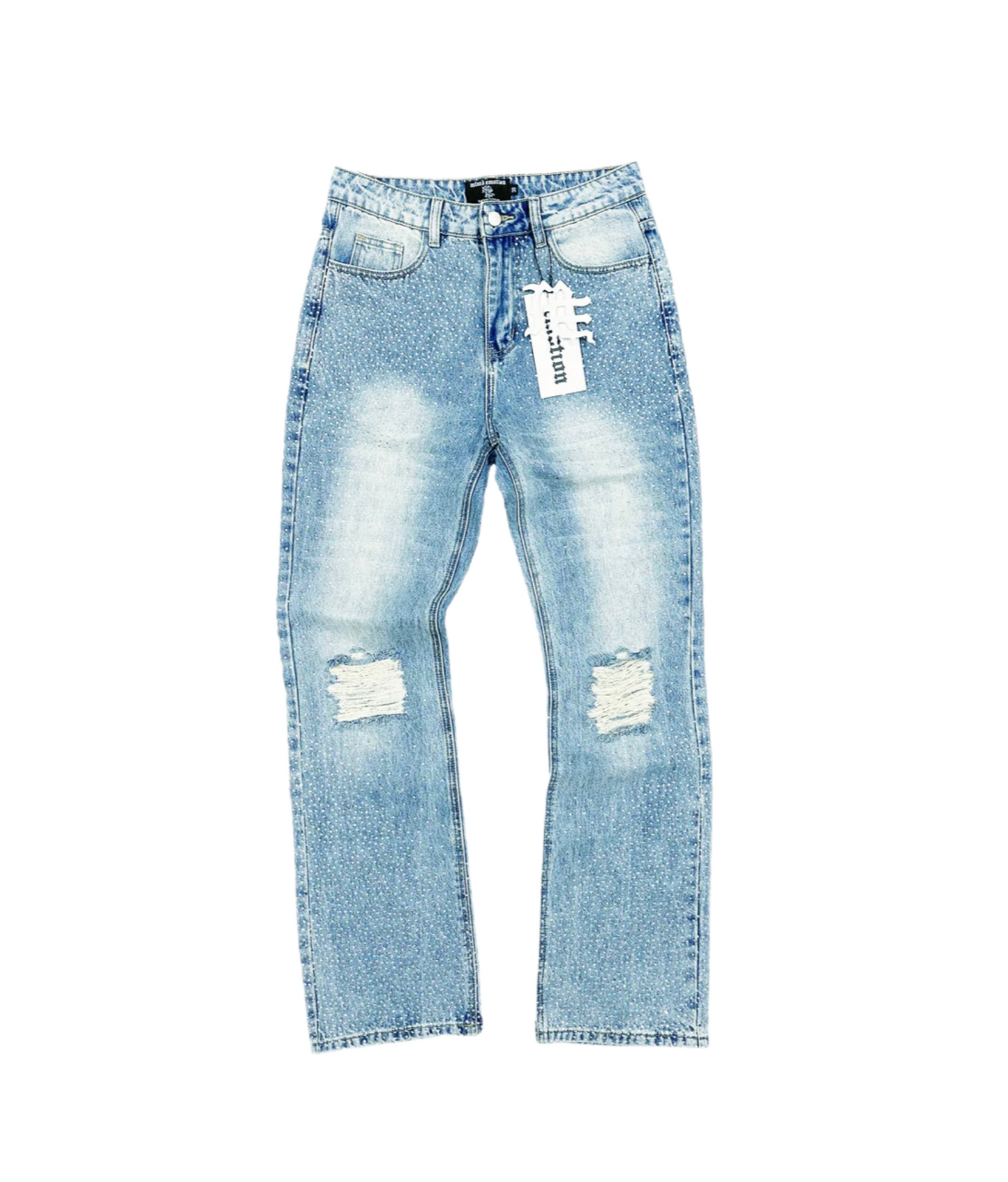 Mixed Emotion Rhinestone ME Jeans Light Blue