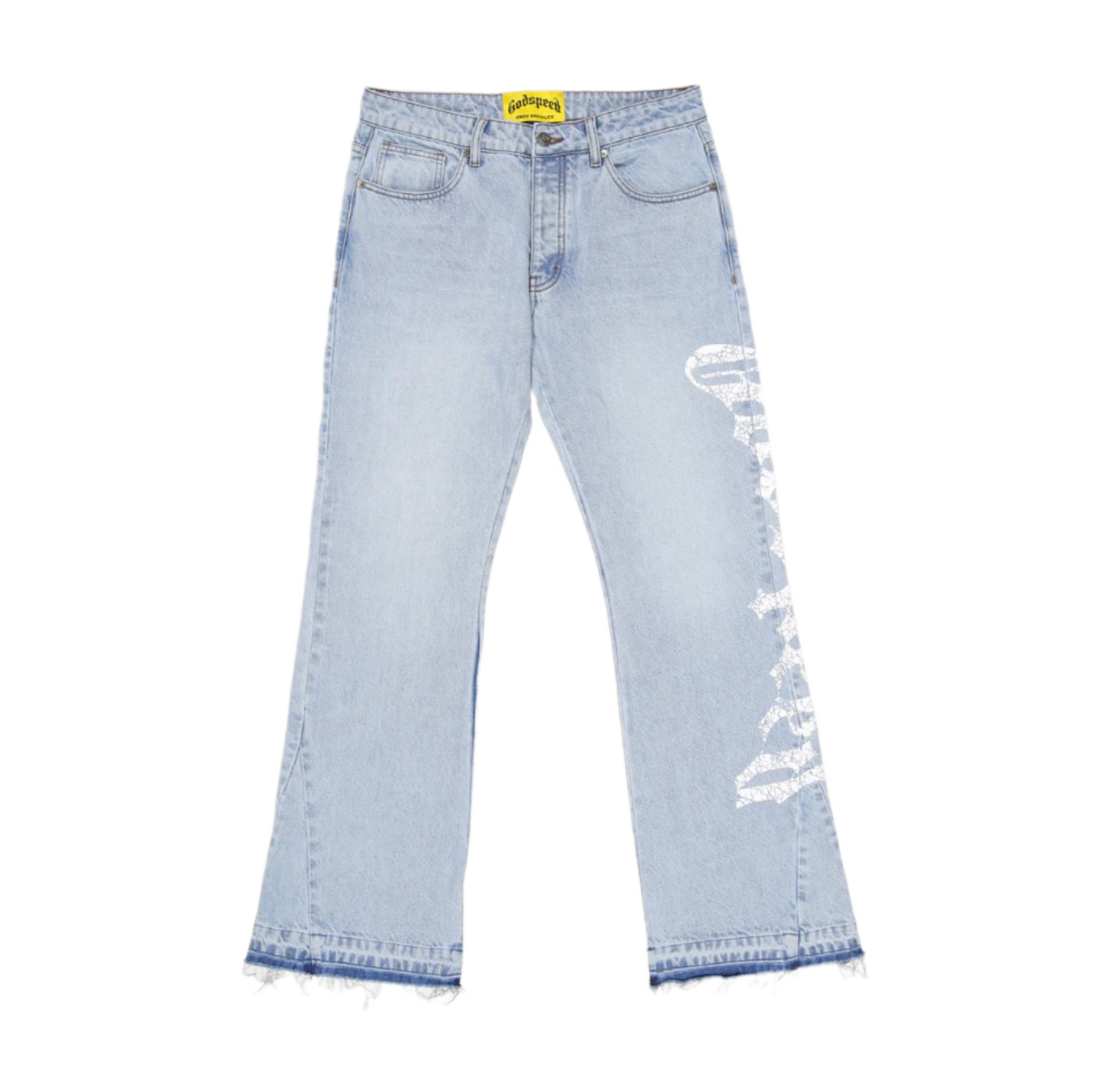 Godspeed OG Logo Flared Printed Jeans Blue