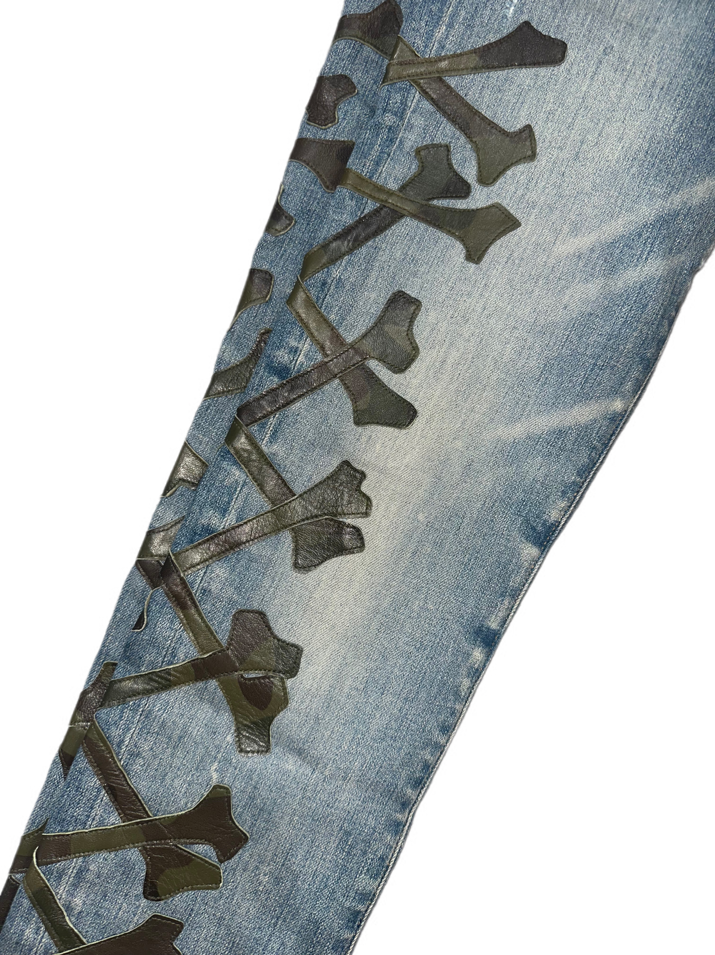 Amiri Jeans Bones Camo Clay Indigo