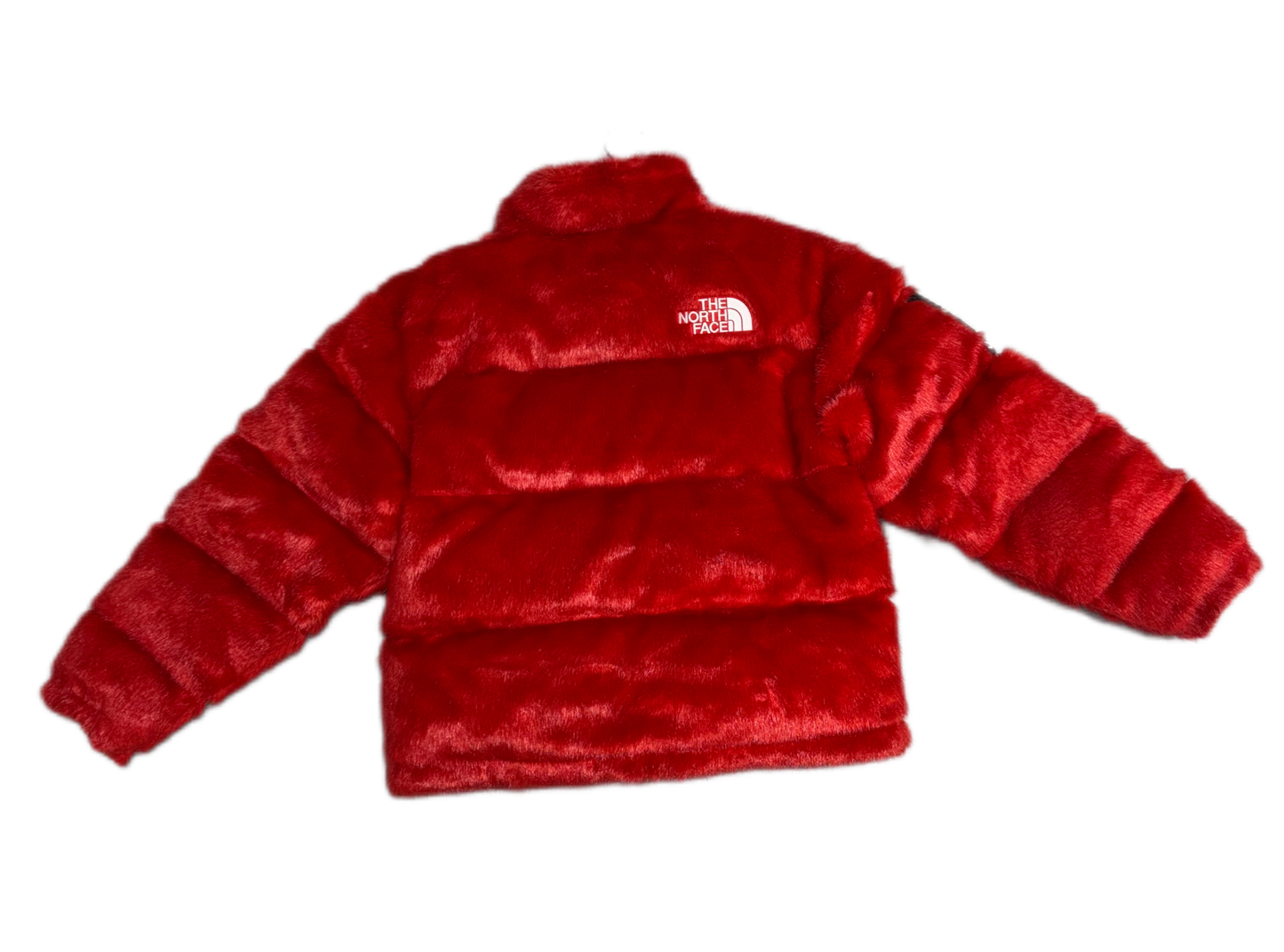 Supreme X The North Face Faux Fur Nuptse Jacket Red (PREOWNED)