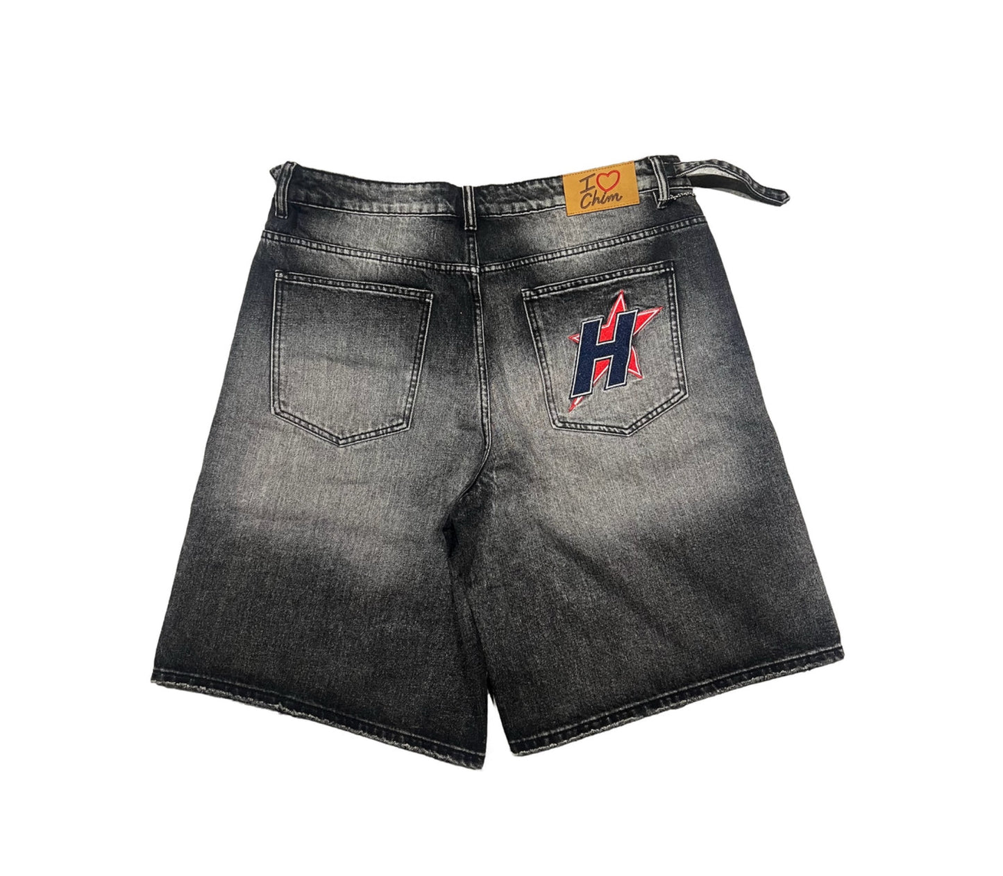 Happy Memories Don't Die Star Crystal Jean Shorts Black