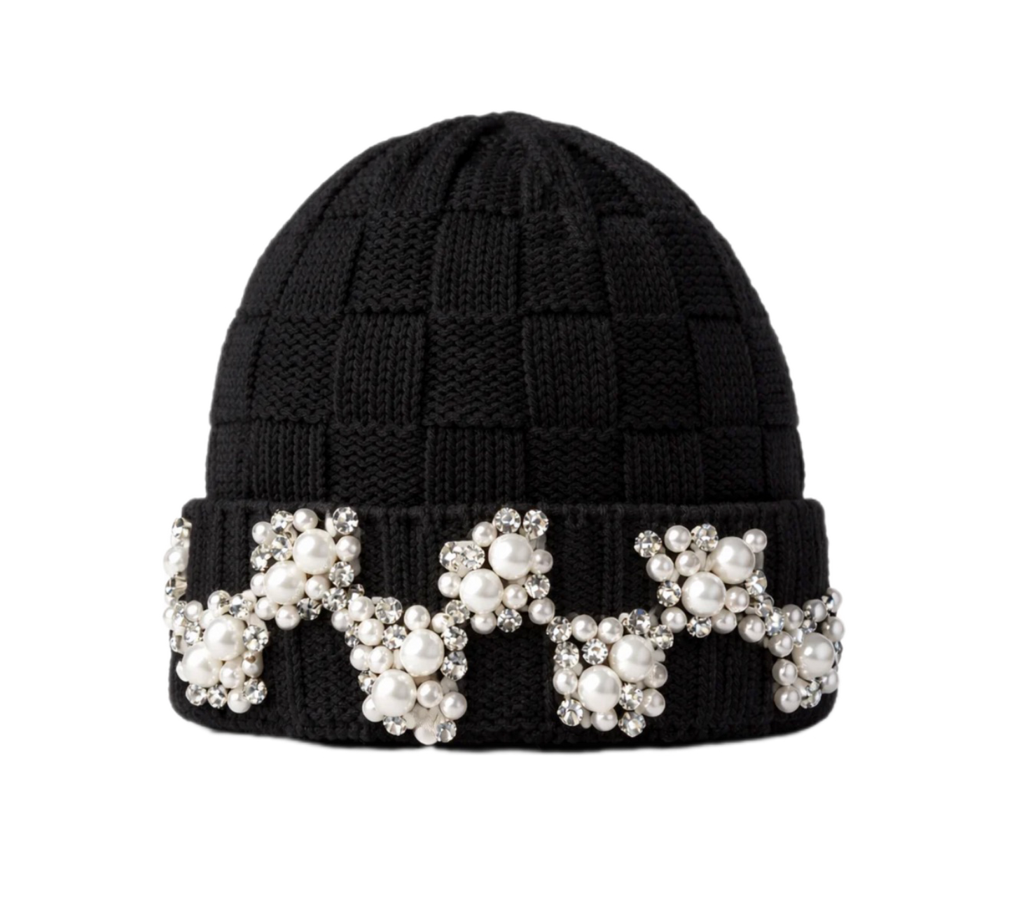 Louis Crown Obsidian Pearl Knitted Beanie