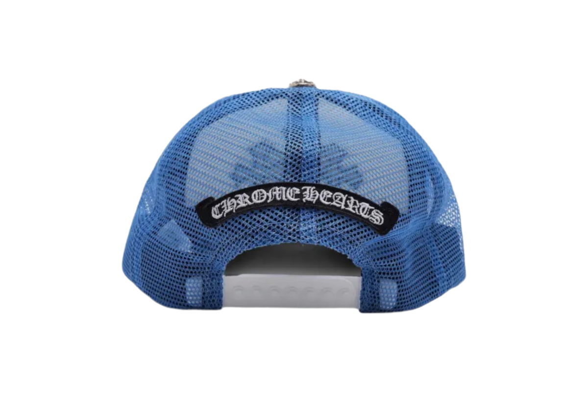 Chrome Hearts Cemetery Cross Patch Trucker Hat Blue
